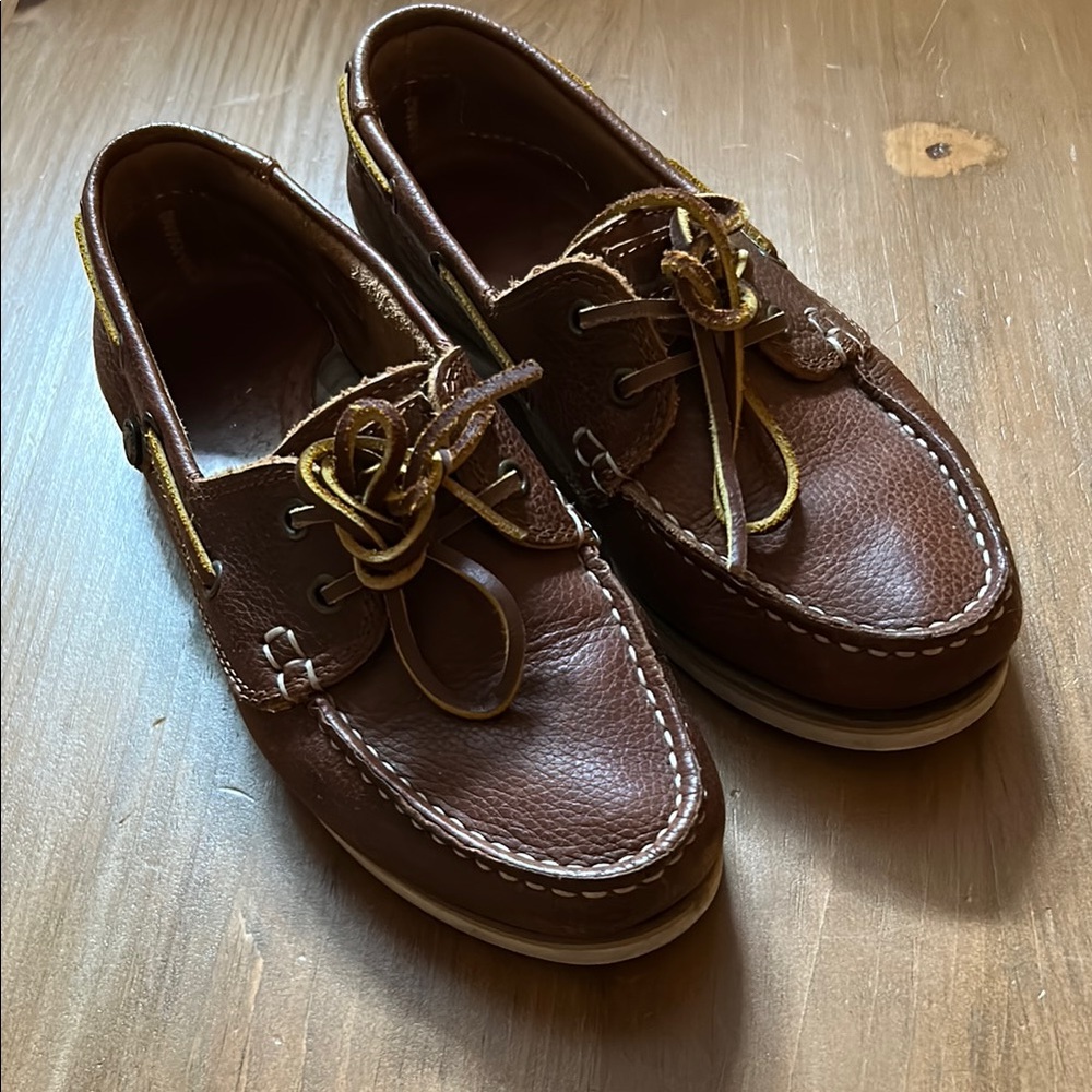 Brown leather loafers